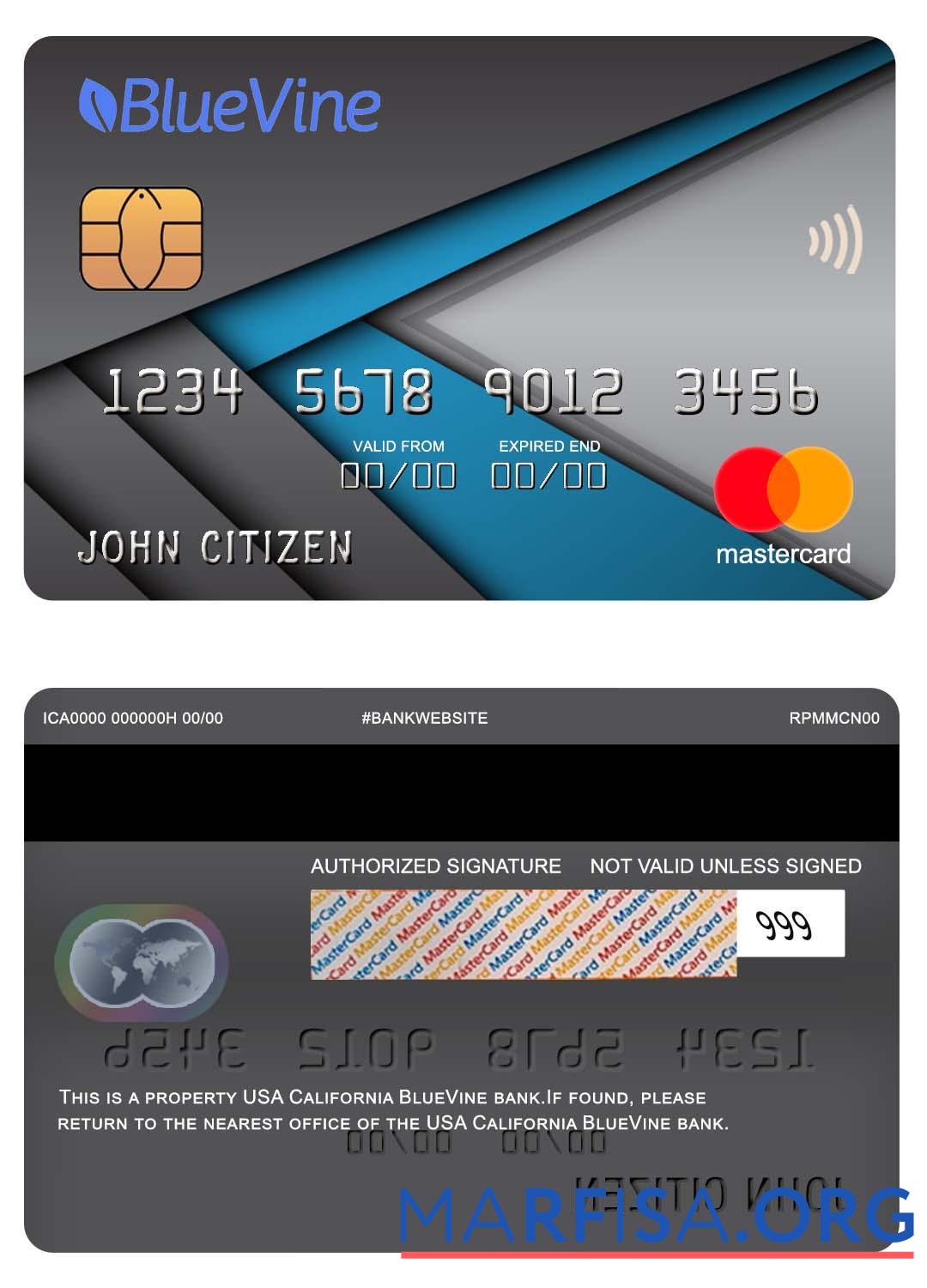 Realistic USA California BlueVine bank mastercard real example
